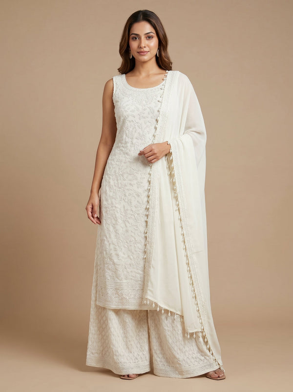 Butter Cream Kurti Pant Set