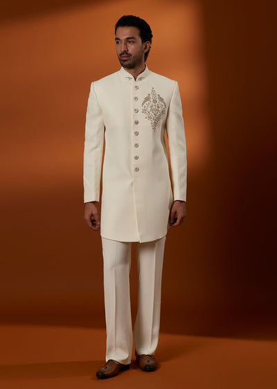 Cream Zardosi Embroidered Indo Western Set