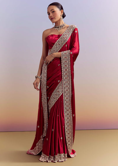 crimson-red-satin-saree-with-floral-border-and-butti-sg338627-1