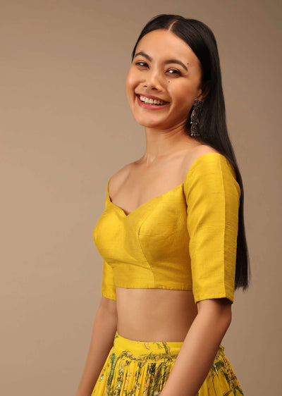 dandelion yellow blouse in raw silk with off shoulder half s-m001bldy198y-sg77300 2