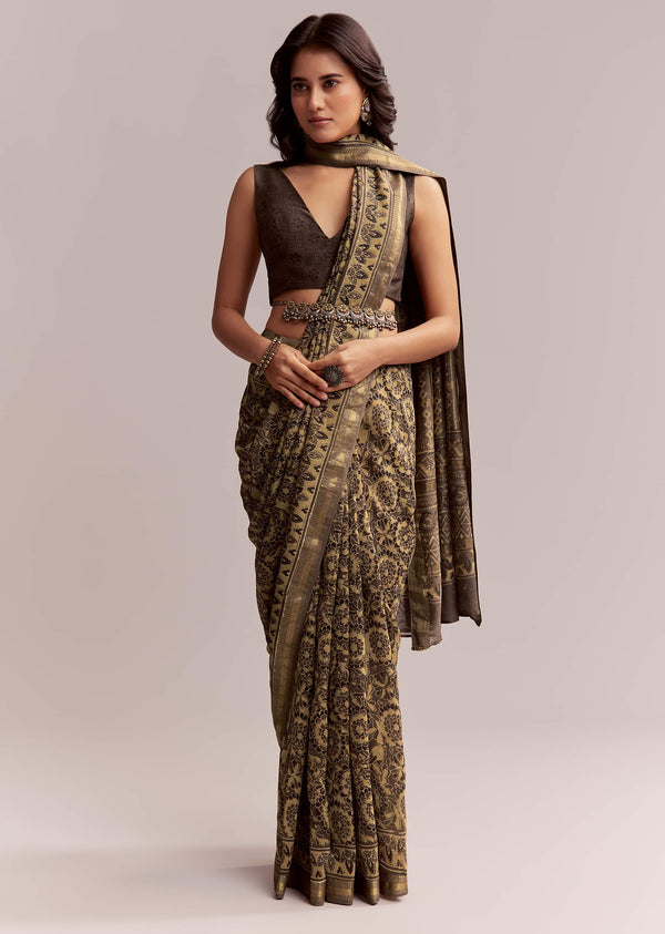 dark-beige-linen-printed-saree-with-authentic-floral-ajrakh-print-sg311995-1