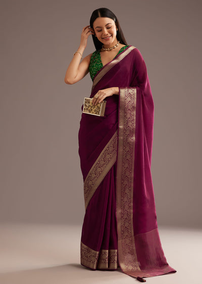 dark-wine-crepe-silk-saree-with-zari-border-and-contrast-blouse-sg292401-1