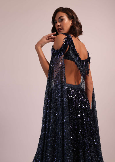 dark blue sequins bridal lehenga-sg167052 2