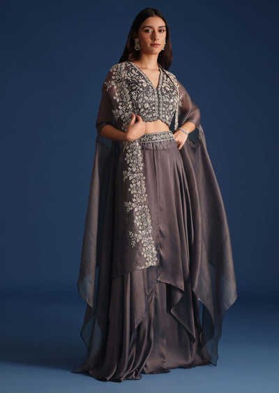 dark grey asymmetric organza jacket-sg205311 8 ad72937f-8d62-4a4c-a2d9-73c0a261f18b