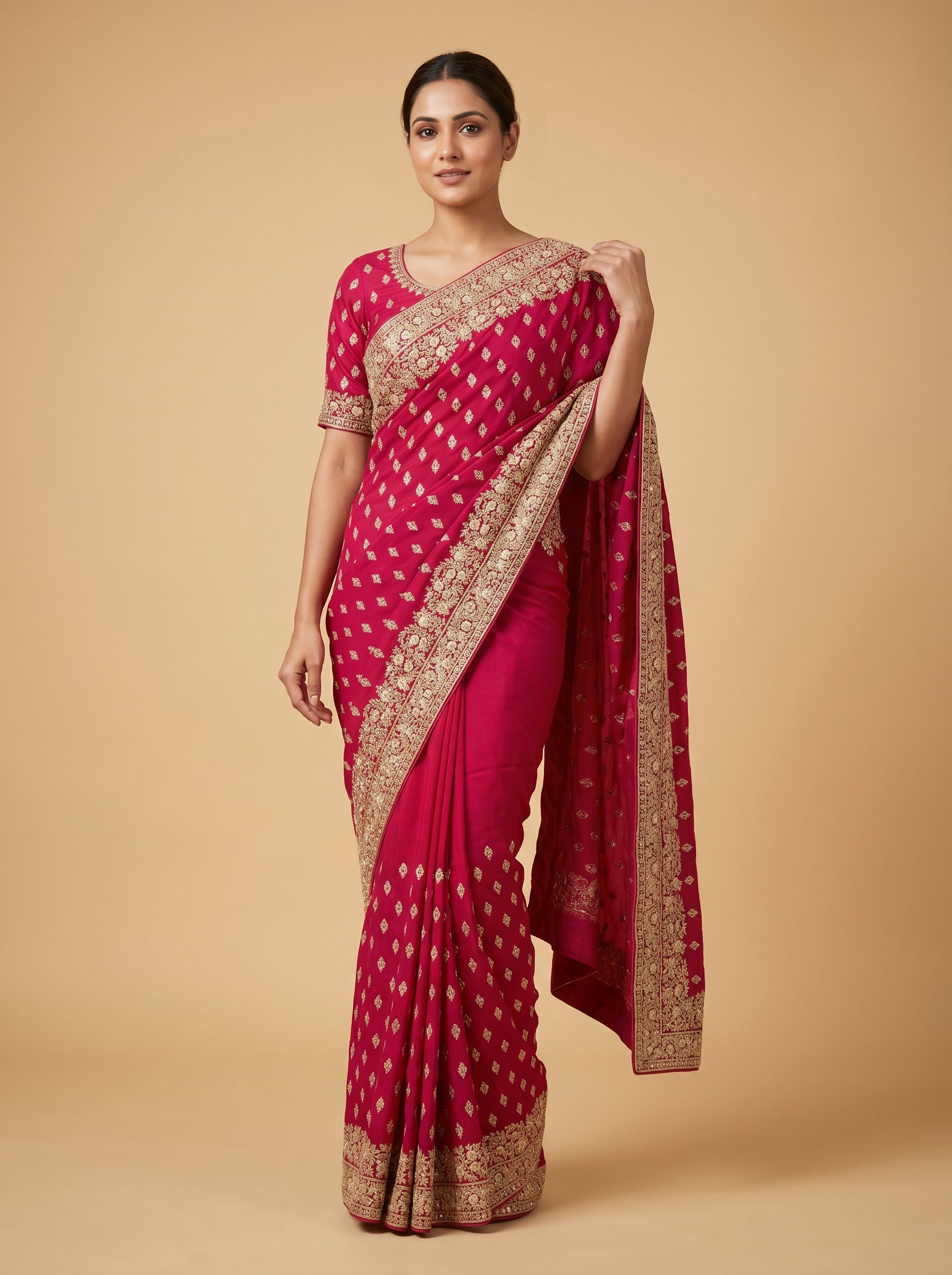 Buy Deep Rani Luxe Embroidered Saree | KALKI Fashion India