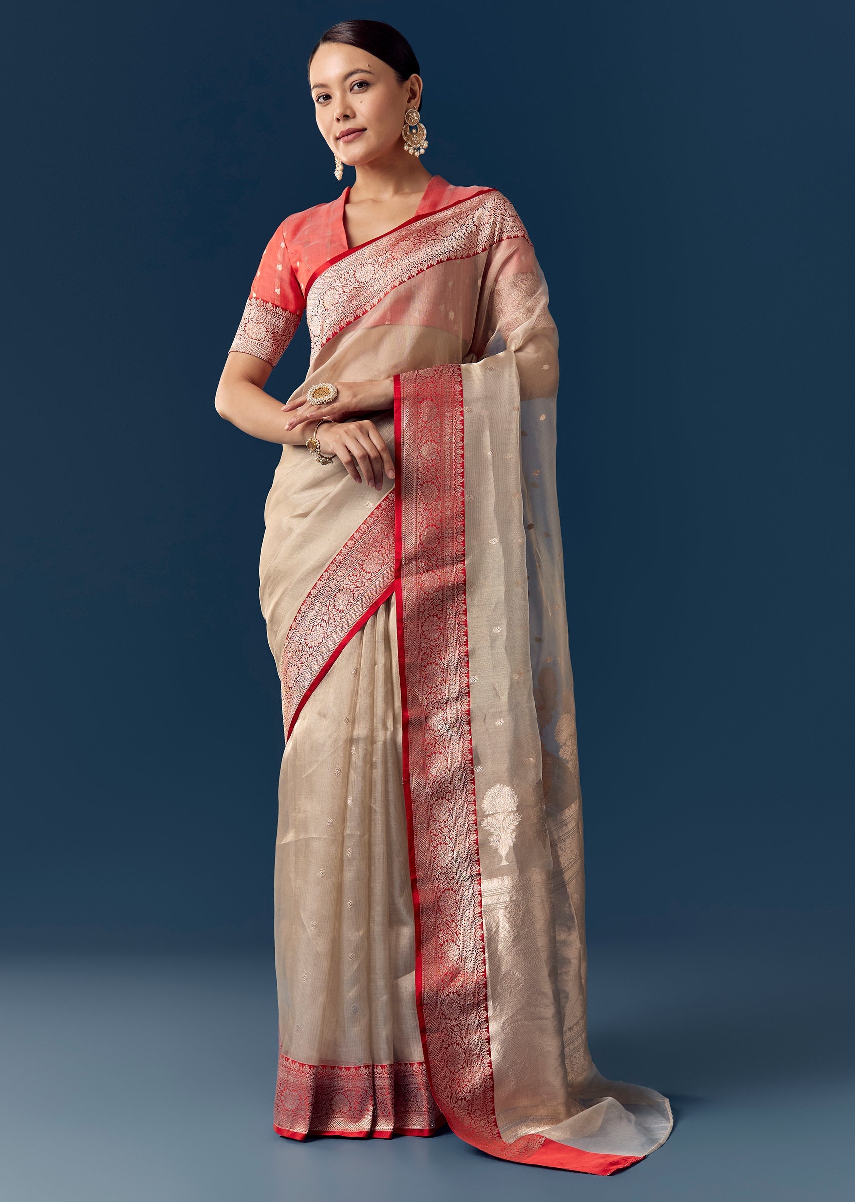 dusky-beige-tissue-saree-with-contrast-red-woven-border-sg342579-3 32e2885b-d220-4700-b163-25af8b2fe0eb