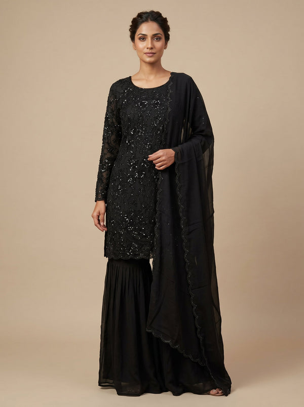 Eclipse Black Sharara Set