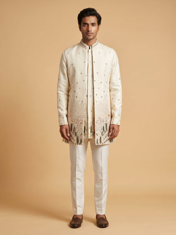 Elegant ivory Indowestern