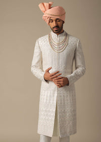 exquisite white silk sherwani-sg199959 4