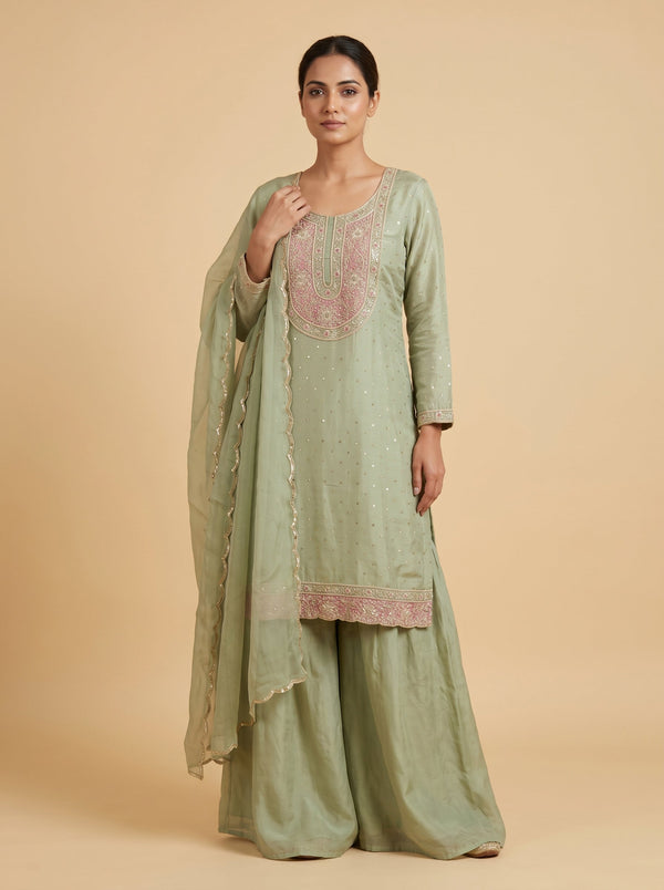 Fern Mist Green Palazzo Set