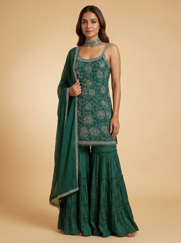 Fresh Mint Green Sharara Set