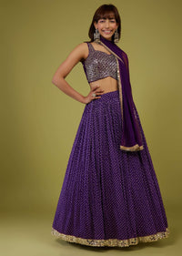 gentian violet bandhani print lehenga set in georgette-sg131145 1