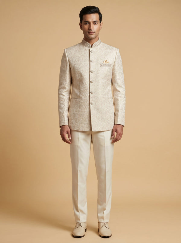 Gold Designer Jodhpuri Suit