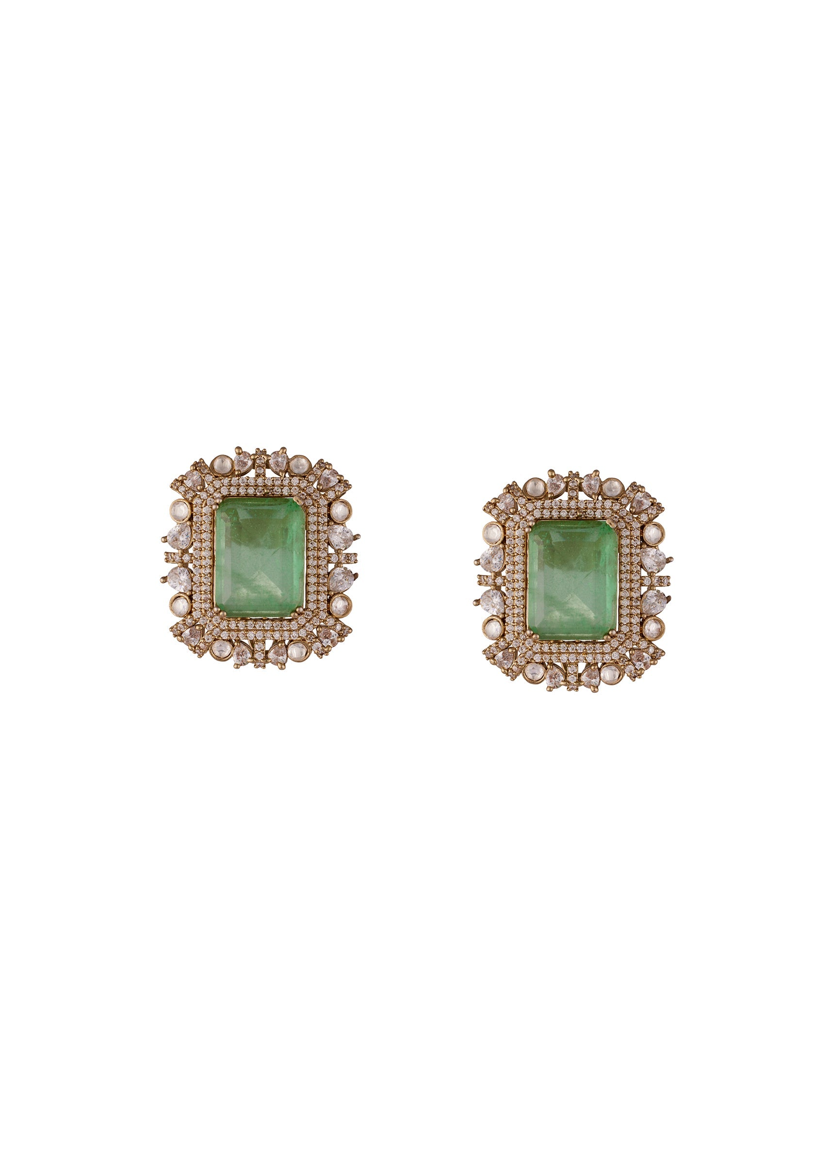 gold-finish-earrings-in-polki-with-green-stone-and-cubic-zirconia-detailing-sg376688-1 c5abb0d7-0de2-4764-afcf-2b23a3246d9a