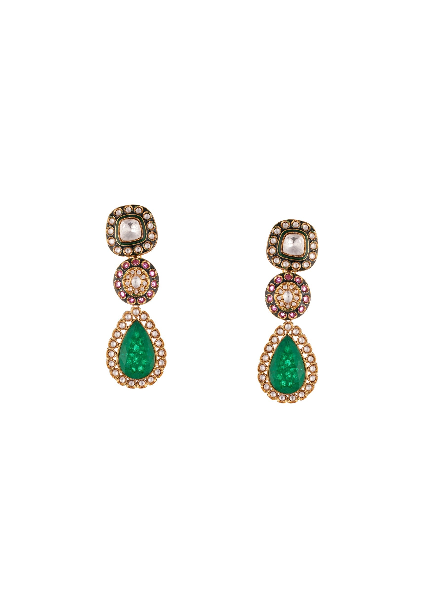 gold-finish-kundan-long-necklace-set-with-central-emerald-drop-pendant-and-ruby-pearl-accents-sg376731-3 dfe90d19-1697-4548-9300-f9ae6003a760