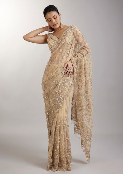 Gold Glowing Embroidered Saree