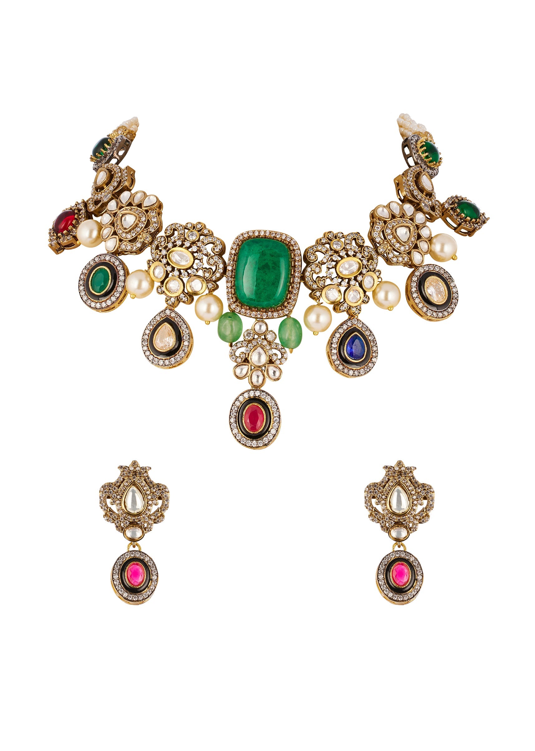 gold-traditional-mordern-polki-necklace-set-with-faux-simulated-coloured-stones-sg372195-1 7b911a12-8701-4603-9d1d-35ad39187d74