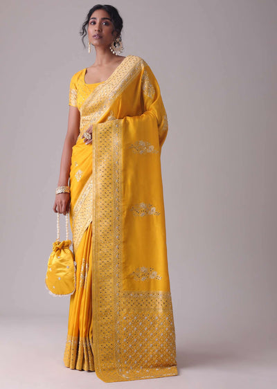 gold fusion yellow embroidered saree-sg125953 2