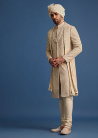 gold raw silk sherwani suit with hand work-sg252175 7