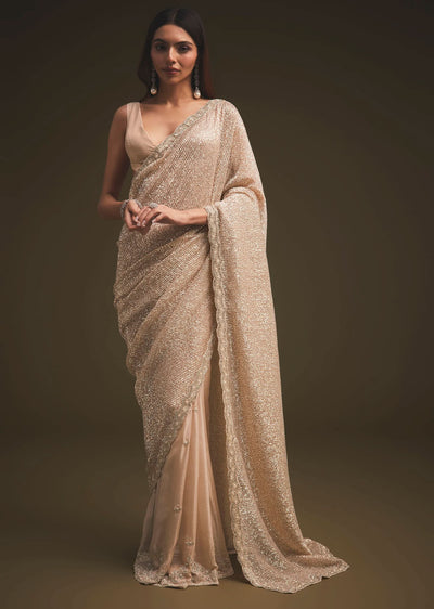 gold sequins saree with an embellished border-sg94825 15