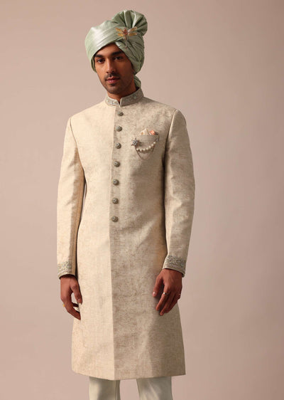 golden sherwani set with exquisite embroidery work-sg195732 6