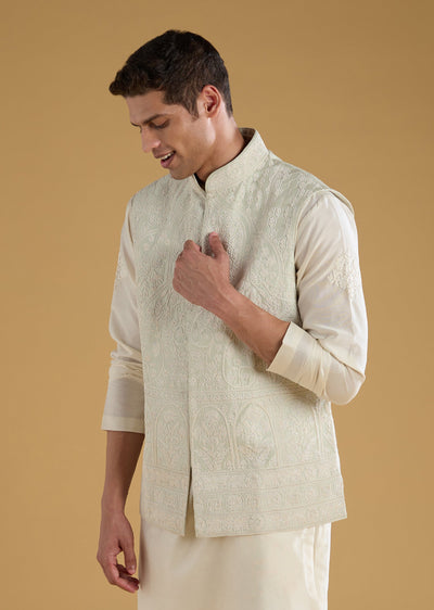 green-chanderi-mens-jacket-kurta-set-sg324098-1 23146063-a243-4338-8d07-78a4bff6afdb