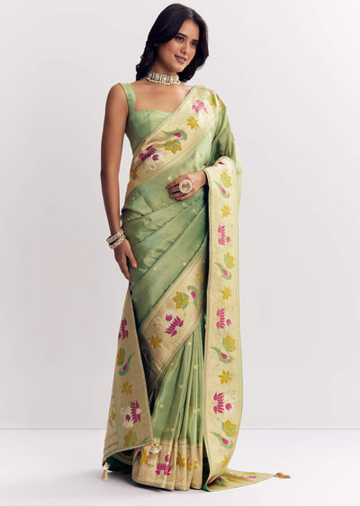 green-dola-silk-paithani-saree-with-dollar-butti-and-multicolor-motif-sg291232-2