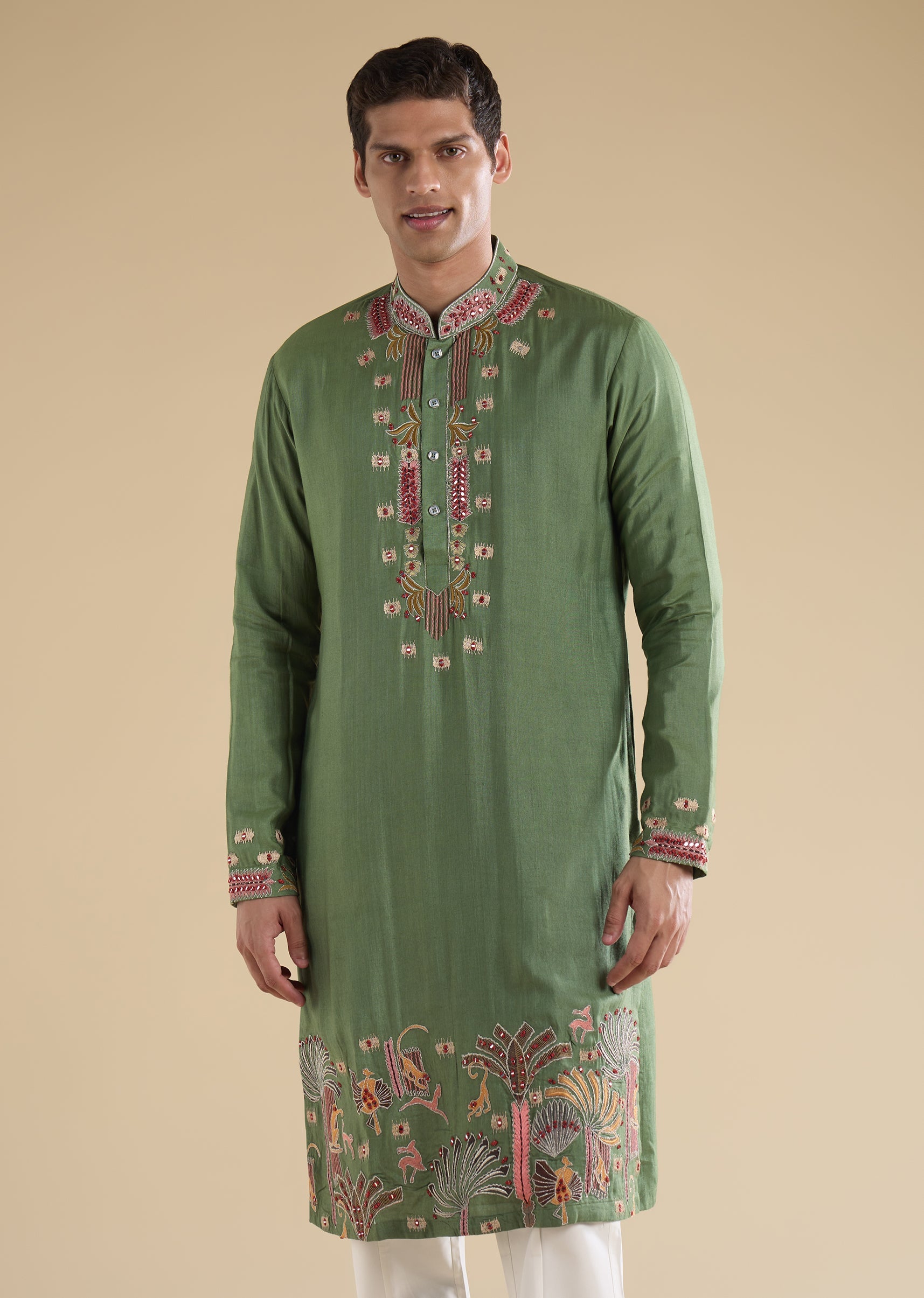 green-embroidered-kurta-jacket-set-sg328551-6 fd0453b3-7215-4aa6-a9f5-5020ae694084