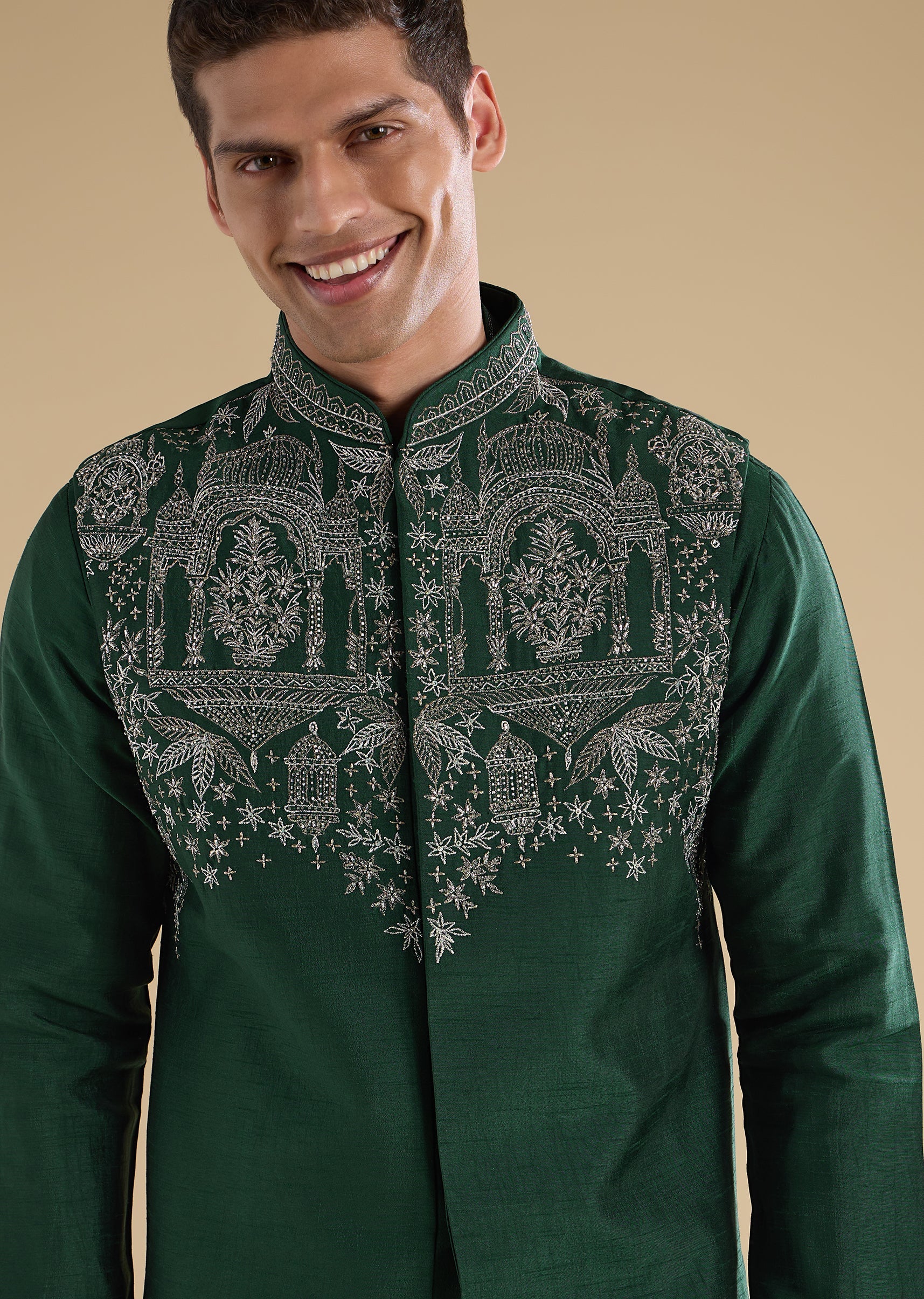 green-embroidered-silk-kurta-jacket-set-sg330446-2 ade25d35-d25b-4741-90c6-2dcb3508b28c