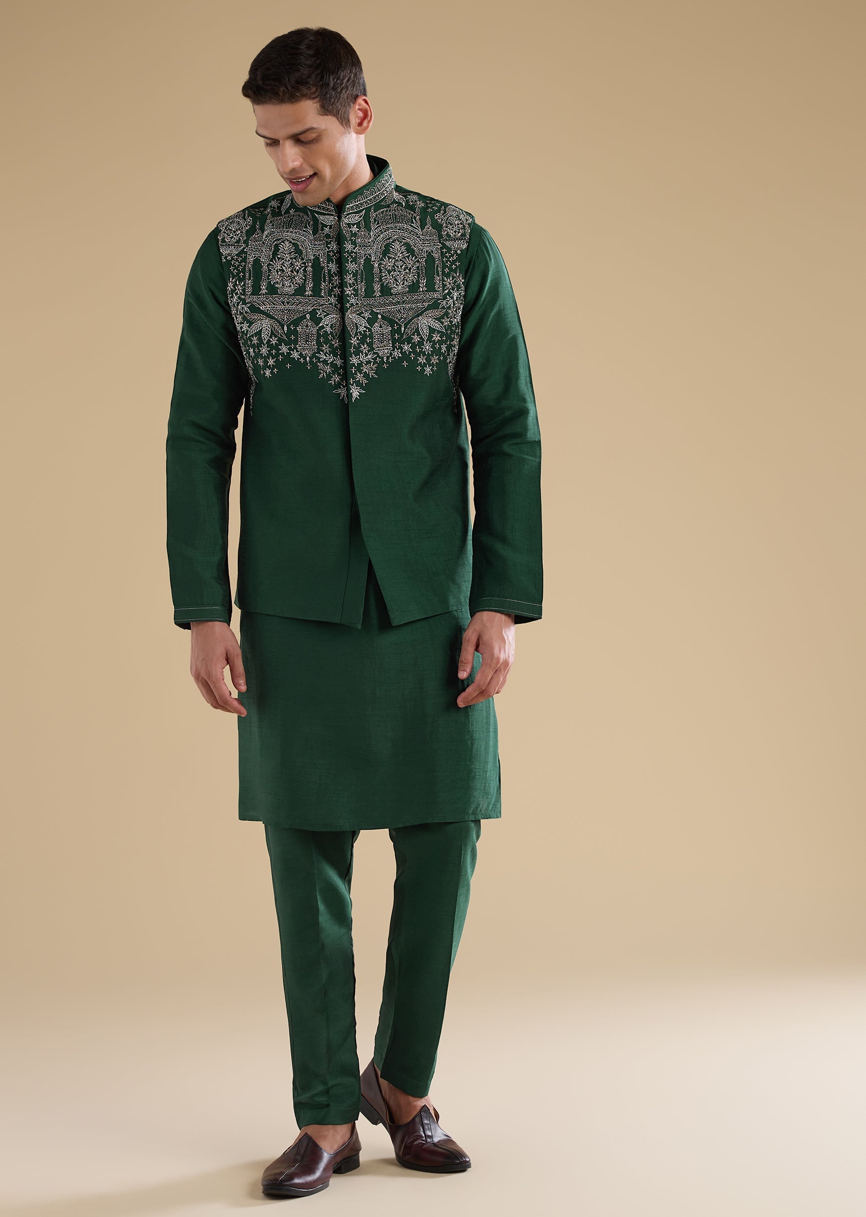 green-embroidered-silk-kurta-jacket-set-sg330446-3 fb48e8ff-788e-41d8-8756-21cdb02b5a24