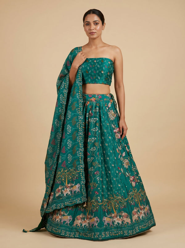 Green Emerald Bridesmaid Lehenga