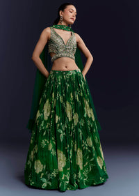 green-floral-print-bridesmaid-crepe-lehenga-set-sg338590-1