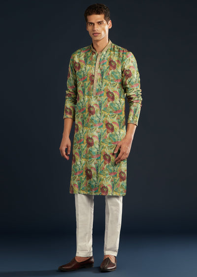 green-floral-print-silk-kurta-set-sg330165-1 9bad2500-1f74-4257-b7f0-d57bf5fe1c8e