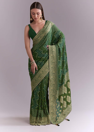 green-georgette-bandhani-saree-with-butti-and-floral-border-sg351923-1