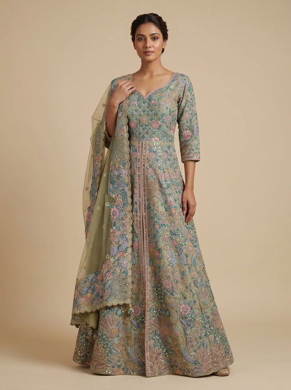 Green Grace Anarkali Suit