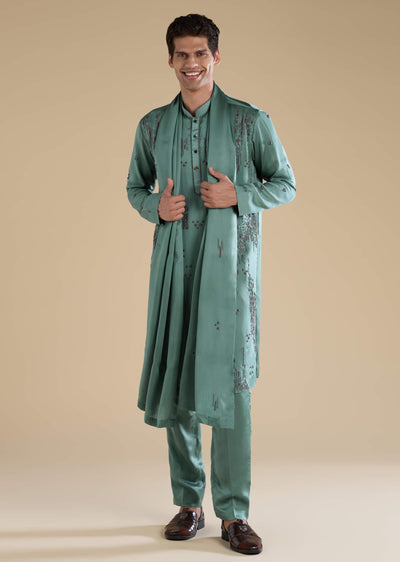 green-linen-mens-kurta-set-with-dupatta-sg332636-1