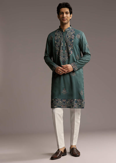 green-modal-kurta-set-for-men-with-hand-embroidery-sg322092-1