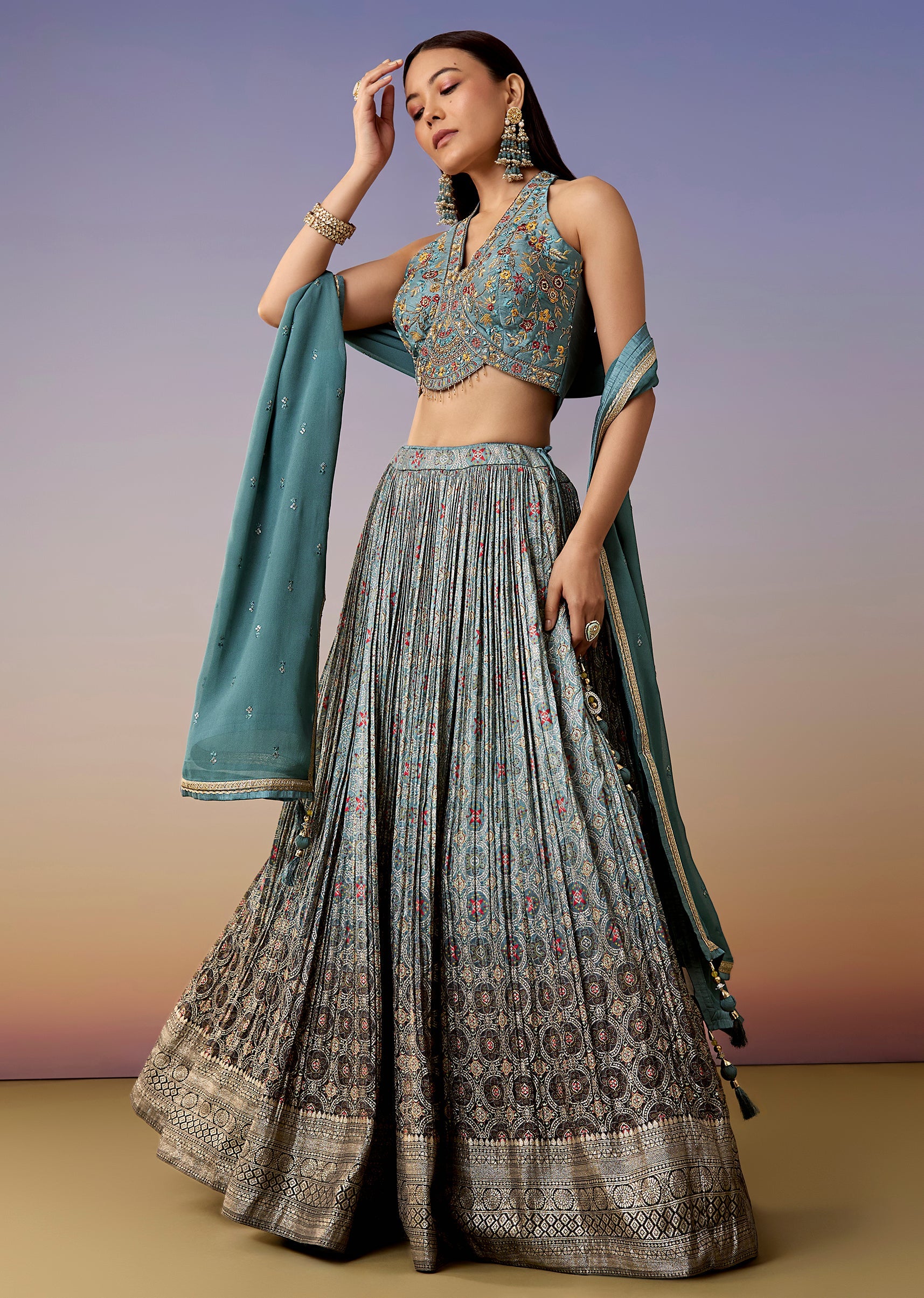 green-printed-halter-bridesmaid-lehenga-set-sg389667-1 3c6d7f4f-4050-42d0-87d8-3ddd646a4f22