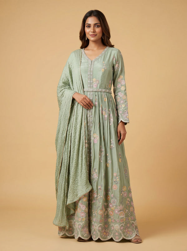 Green Regal Anarkali