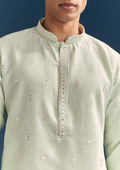 green-silk-kurta-set-for-men-with-mirror-embroidery-sg329982-2