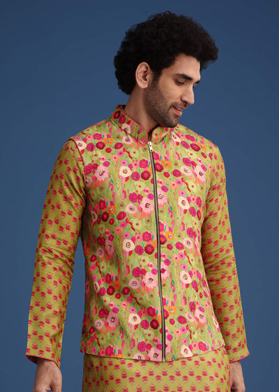 green-silk-surreal-printed-kurta-jacket-set-sg302421-4