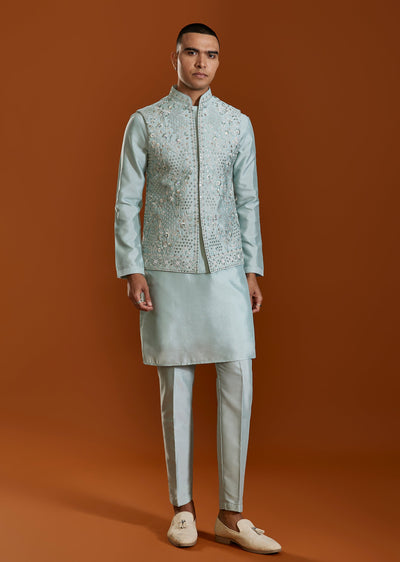 Green Threadwork Kurta Sets