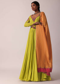 green embroidered anarkali with dupatta-sg203408 5