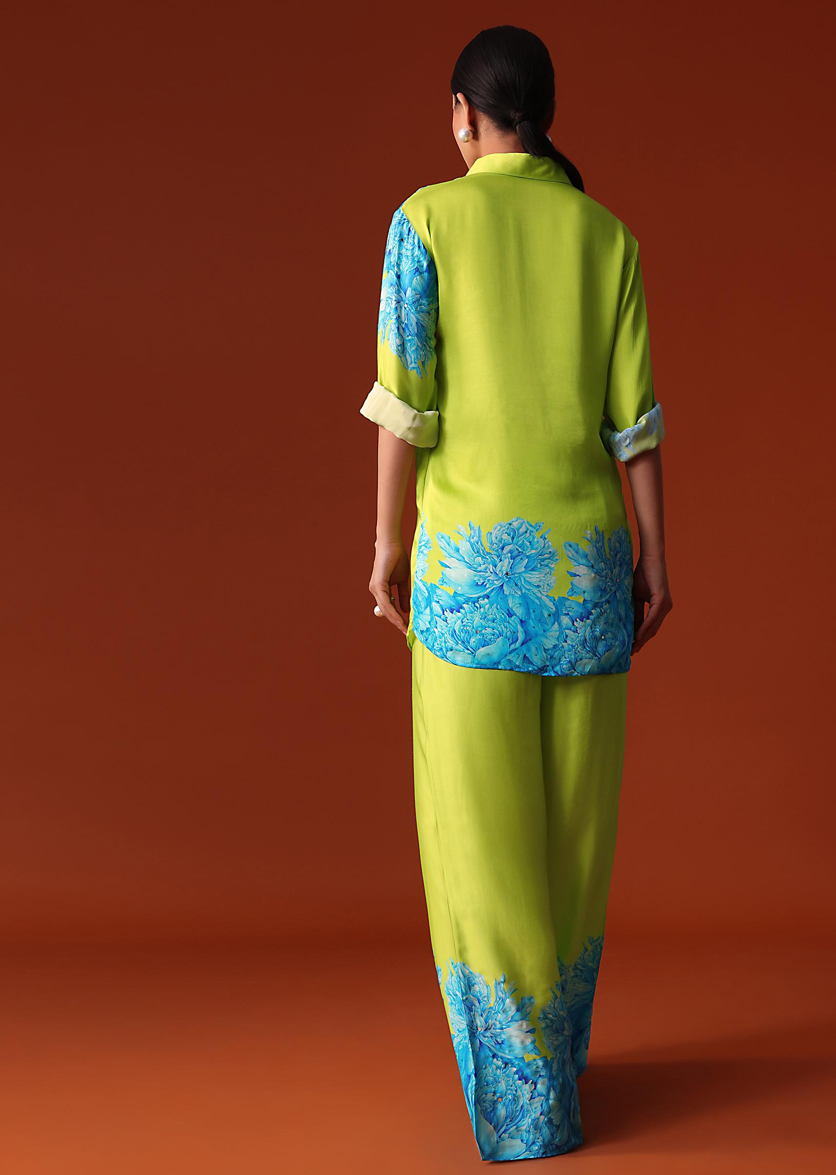 green floral printed crepe co ord set-sg222202 1