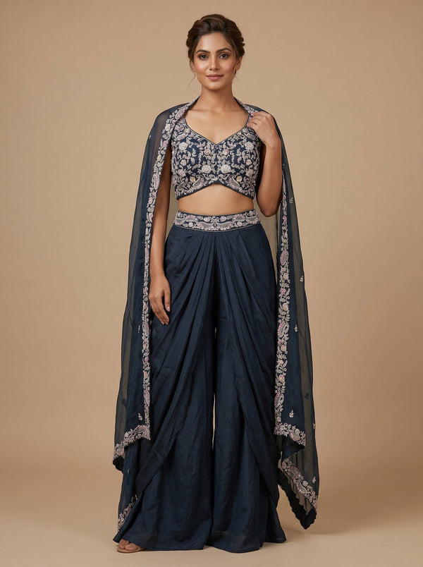 Grey Alloy Dhoti Set