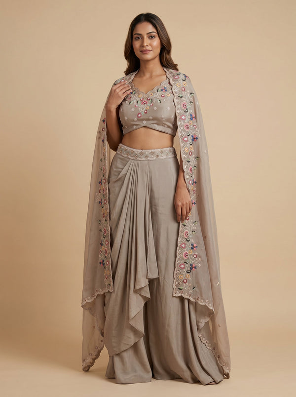 Grey Shadow Dhoti Set