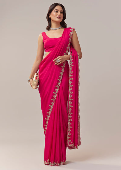 hot-pink-chinon-saree-with-floral-handwork-embroidered-border-sg336726-1 81eb599e-d9a2-4e5e-89d5-070035a8e0e0