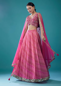 hot pink embroidered georgette leheriya-sg129924 2