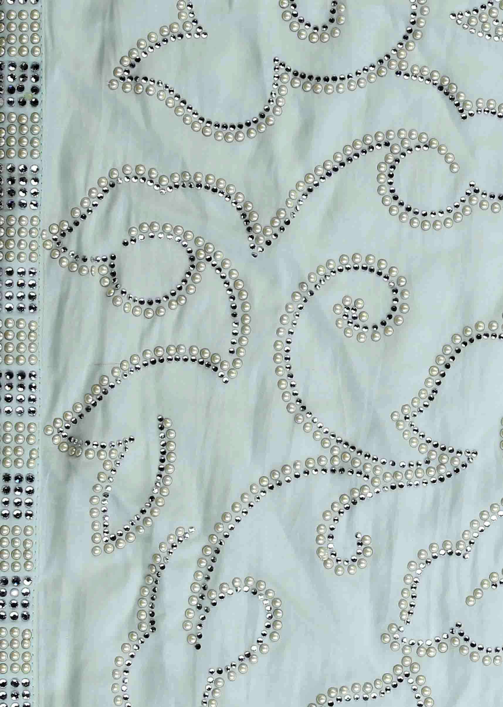 Ice blue satin saree studded with glittering kundan  only on Kalki - KALKI Fashion India