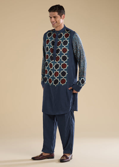 indigo-ajrakh-printed-kurta-set-sg349349-1 d6232ba8-27b3-4443-8047-b9b42df86c5a